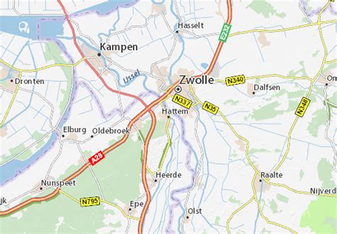 plattegrond van Hattem met wandelroutes