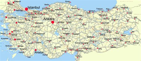 Kaart van Turkije met de locatie van Istanbul en luchthaven Atatürk