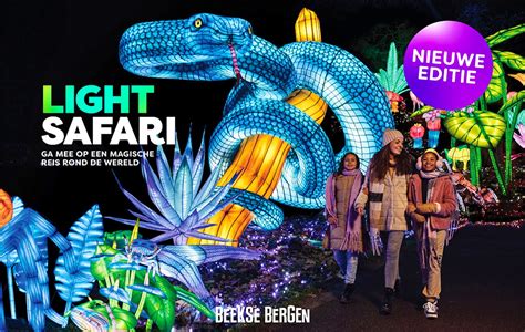 Illustratie van de Light Safari met verlichte kunstwerken