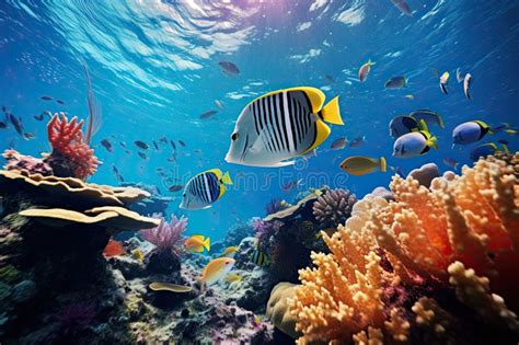 Onderwaterfoto van een kleurrijk koraalrif met tropische vissen op Bonaire